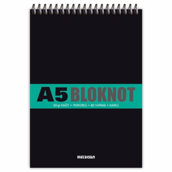 METEKSAN BLOKNOT A5 80 YAPRAK KARELİ SPİRALLİ