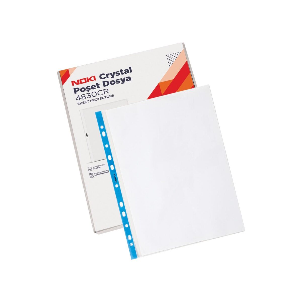 NOKİ POŞET DOSYA CRİSTAL MAVİ ŞERİTLİ 100 LÜ KUTUL - Görsel 1