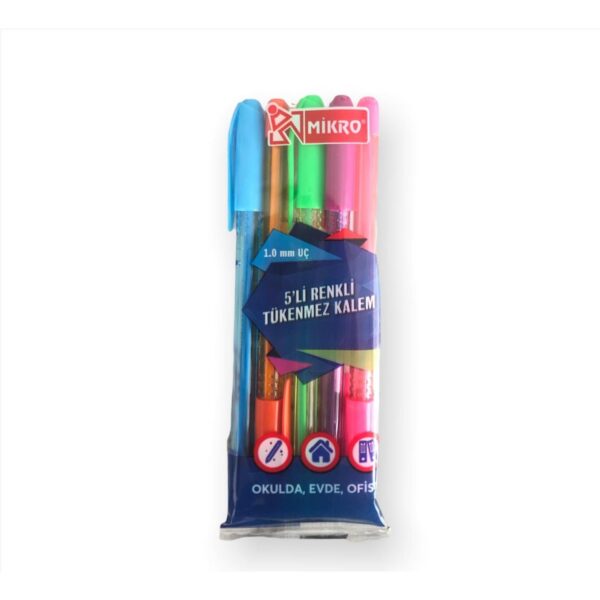 MİKRO TÜKENMEZ KALEM M-37 RENKLİ 5 Lİ