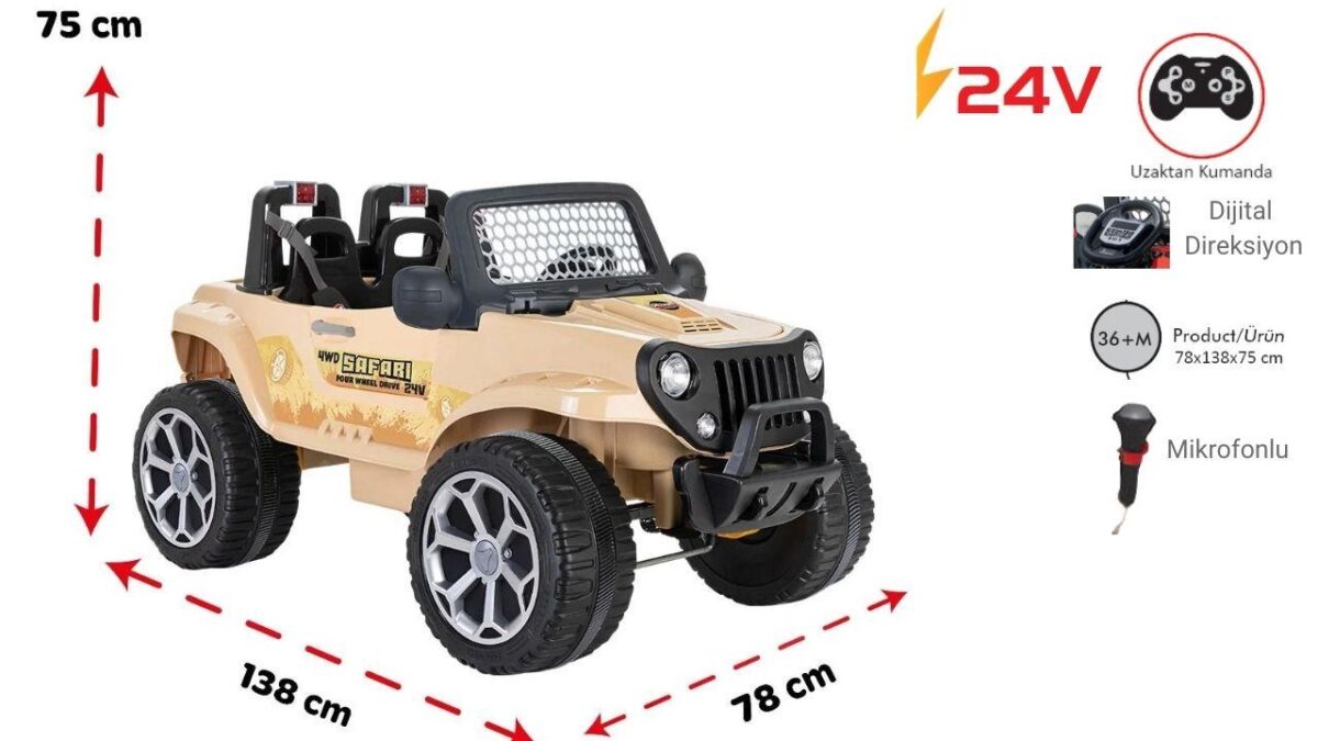 PİLSAN AKÜLÜ ARABA 24 V SAFARİ KUMANDALI 4X4 - Görsel 3
