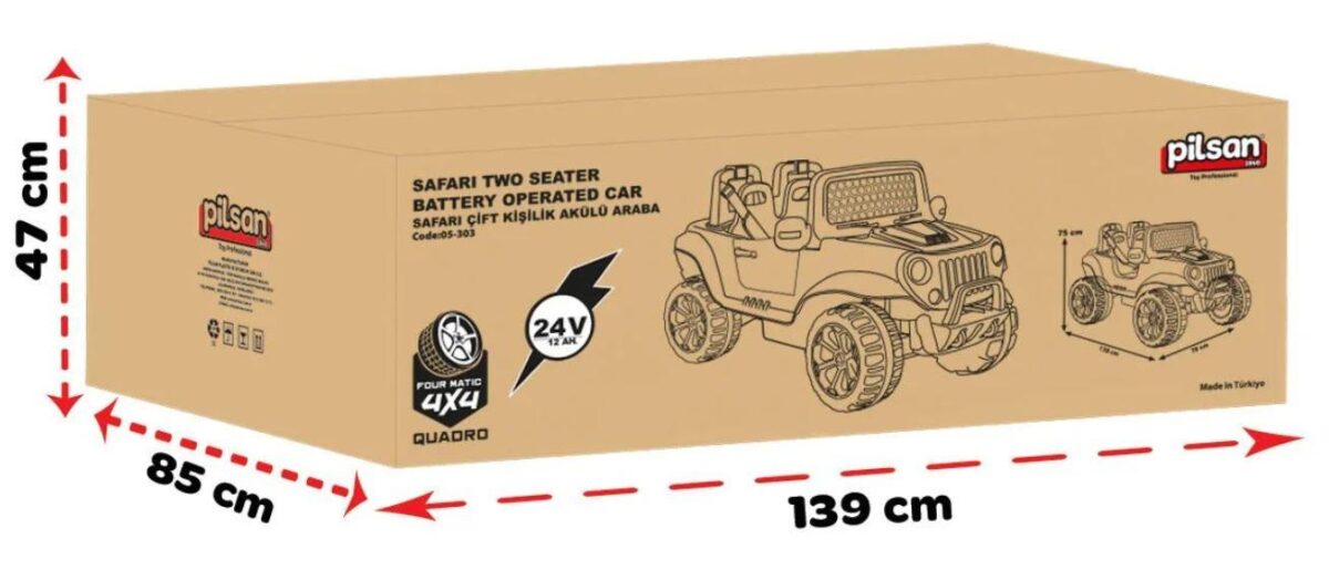 PİLSAN AKÜLÜ ARABA 24 V SAFARİ KUMANDALI 4X4 - Görsel 4