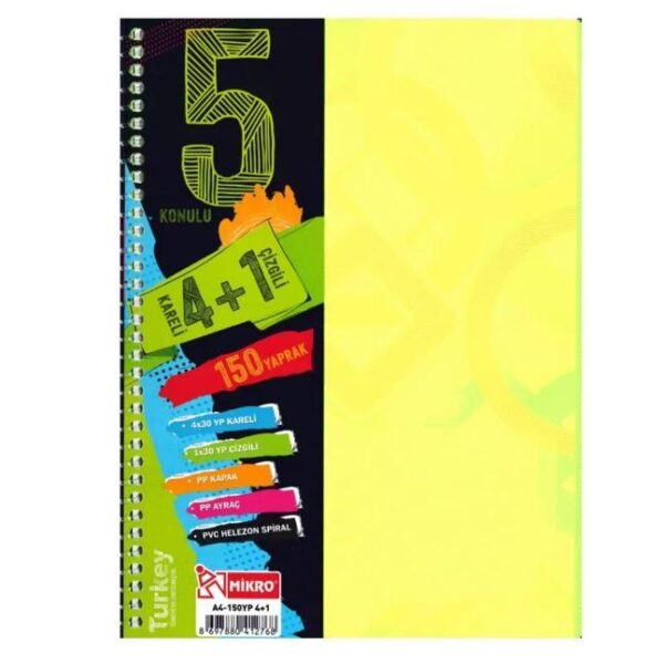 MİKRO DEFTER A4 150 YP.EXCLUSIVE 4+1 AYRAÇLI