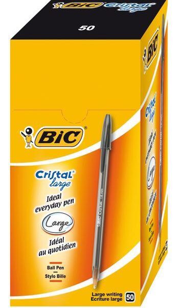 BİC CRİSTAL LARGE TÜKENMEZ KALEM SİYAH 50 Lİ
