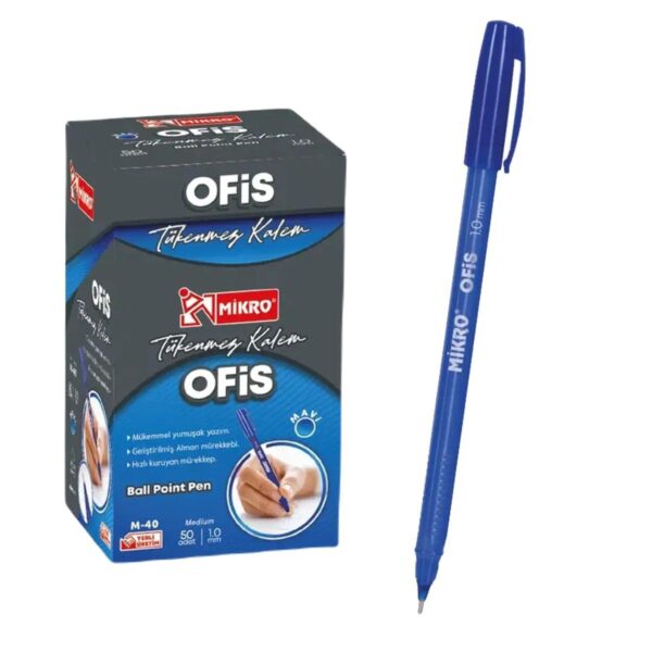 MİKRO TÜKENMEZ KALEM OFİS TİPİ M-40 10 ADET (6 MAVİ 2 KIRMIZI 2 SİYAH)