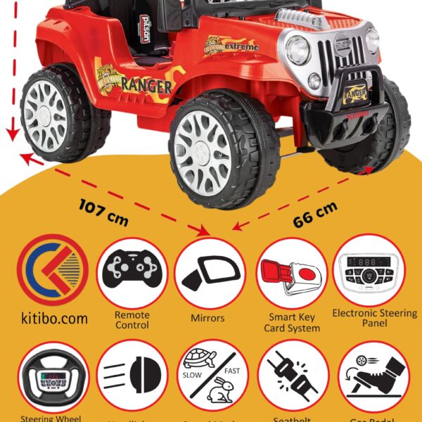 PİLSAN AKÜLÜ ARABA 12 V RANGER KIRMIZI KUMANDALI