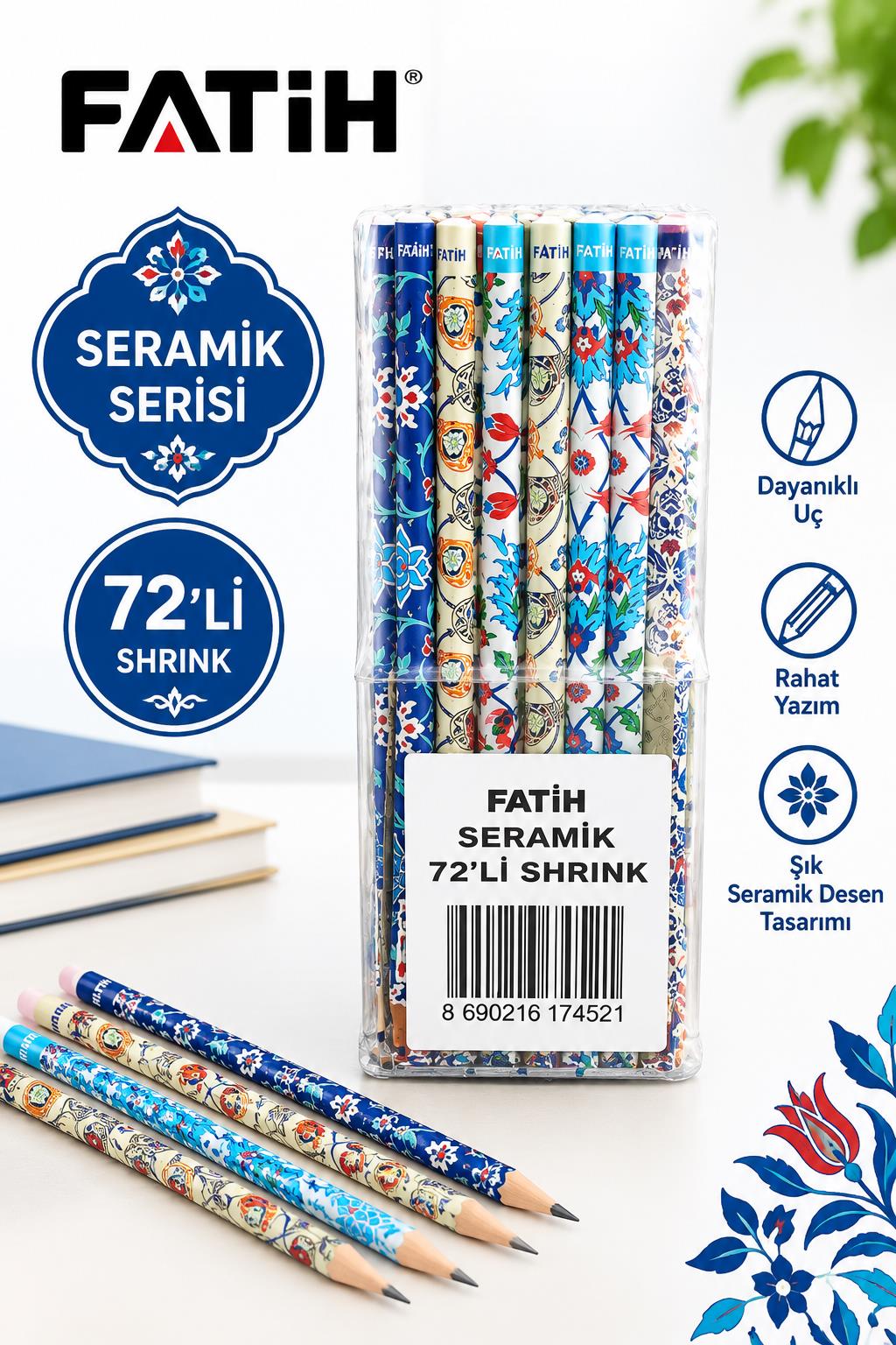 6958-1.jpg FATİH KURŞUN KALEM SERAMİK SERİSİ 72 Lİ - Görsel 1