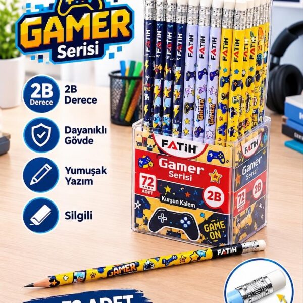 FATİH KURŞUN KALEM SİLGİLİ 2B GAMER SERİSİ 72 Lİ